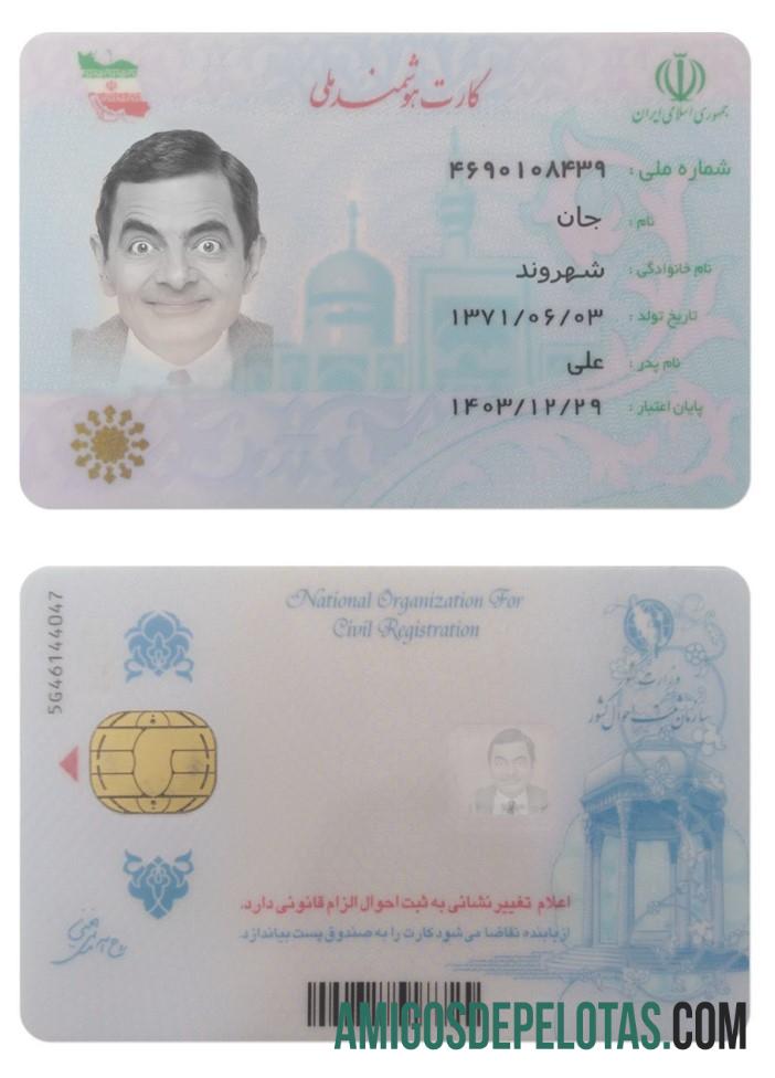 Iran NID Card exemplo